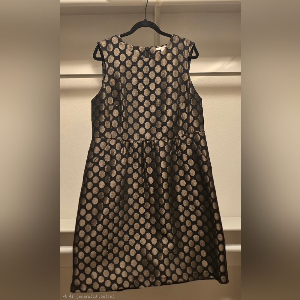 Boden Black Dress with Gold Polka Dots